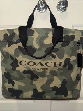 Coach Green Camo Canvas Tote